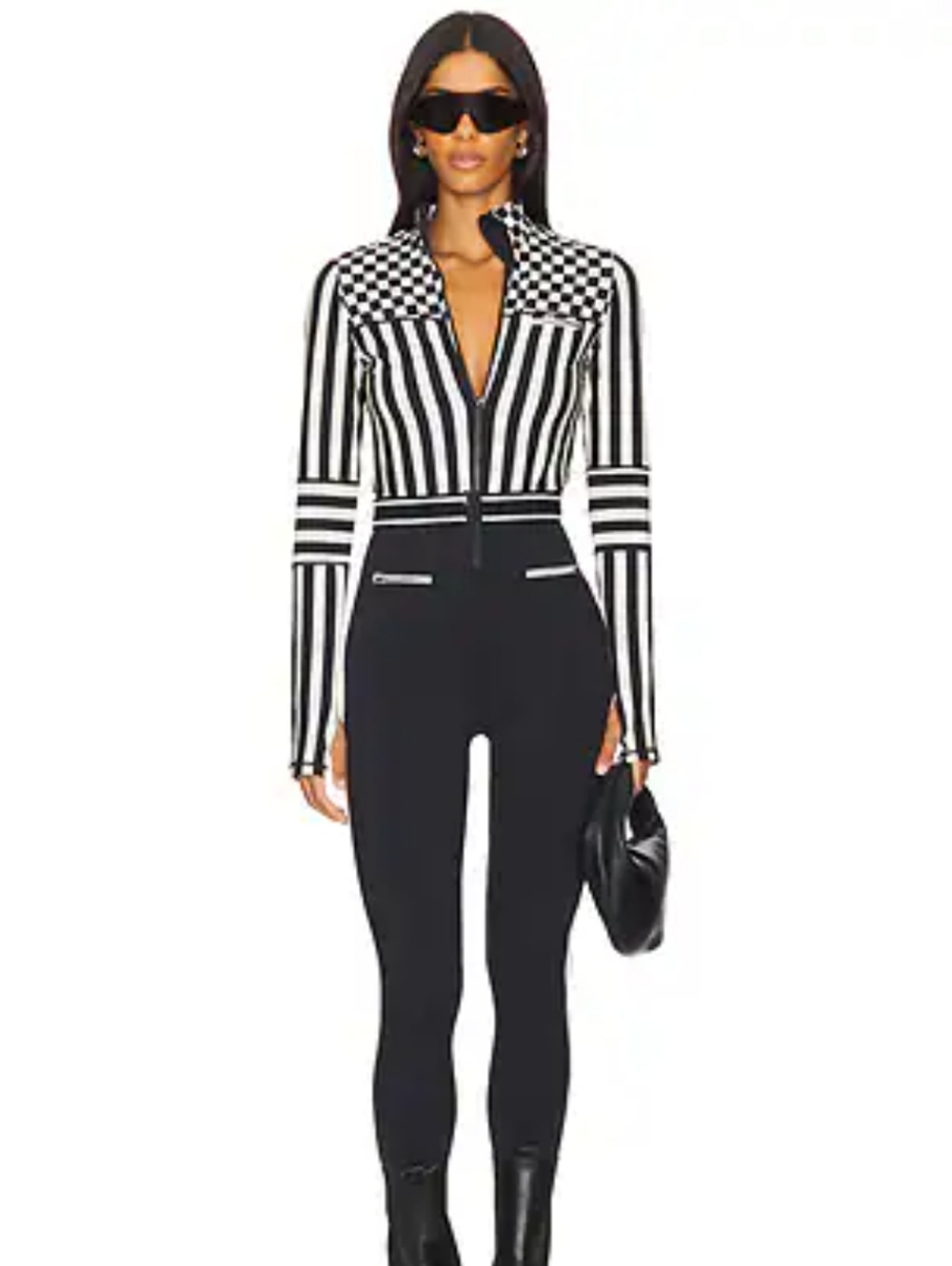 THE UPSIDE Black & White Striped Mojo Nova Jumpsuit Size S Revolve